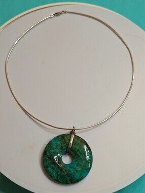 CHRYSOCOLLA STERLING SILVER PENDANT ON A Sterling silver 925 16 In chain.